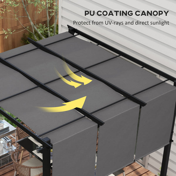 10' x 10' Outdoor Metal Pergola with Retractable Awning, Anthracite Gray
