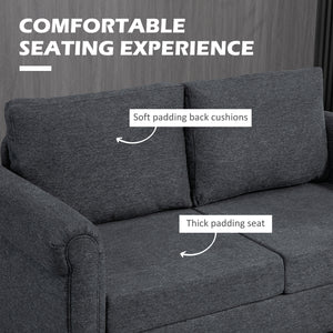 Vintage Upholstered 2 Seater Sofa with Rolled Arms, Dark Grey