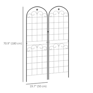 Set of 2 garden trellises for climbing plants, outdoor metal for terrace