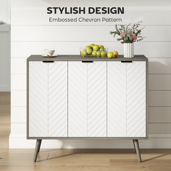 Modern sideboard with adjustable shelves and 3 doors, grey