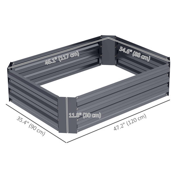Galvanized raised planter, dark grey