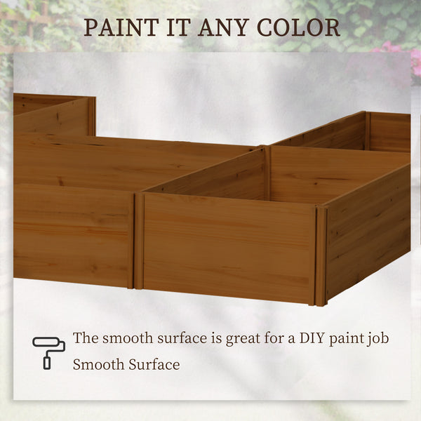 5-compartment wooden planter, open bottom, brown