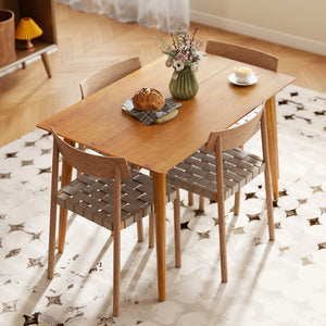 4-seater solid pine wood dining table, farmhouse style – Brown