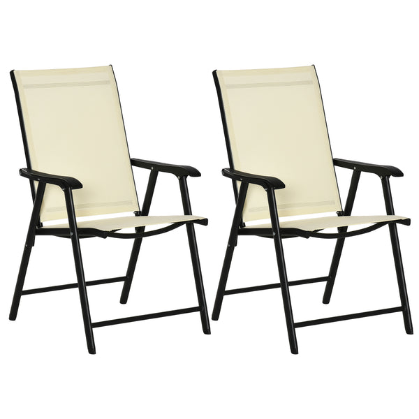 Set of 2 folding garden chairs with Textline upholstery and steel frame 