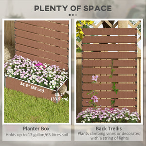 Raised planter with trellis for climbing plants, light brown