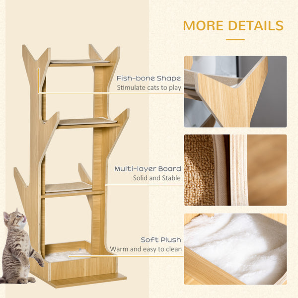 4-Level Wooden Cat Tree with Resting House