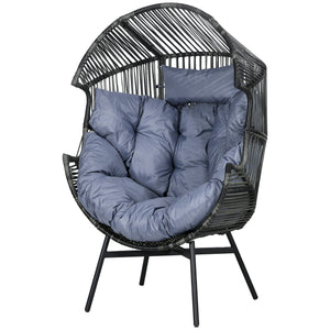 Hanging chair in woven rattan, egg style, grey