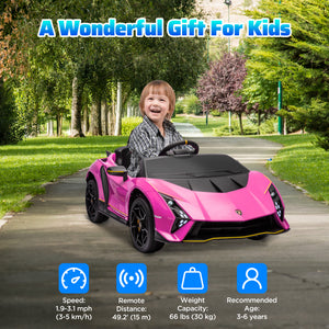 Licensed Lamborghini Autentica 12V with remote control, pink
