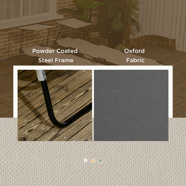 Set of 2 reclining sun loungers with parasol for beach and terrace, dark grey