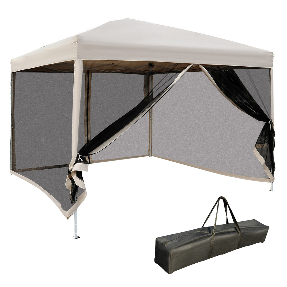 10' x 10' Pop-up Tent with Breathable Mesh Sidewalls and Carry Bag