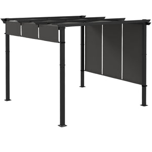 10' x 10' Outdoor Metal Pergola with Retractable Awning, Anthracite Gray