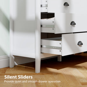 6-drawer chest of drawers with silent slides, white