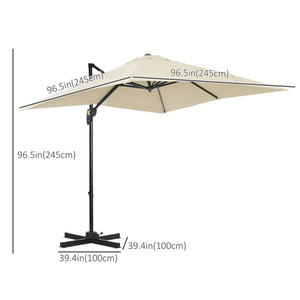 8-foot square cantilever parasol with 360° rotation, cream white