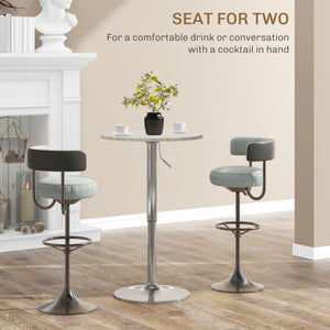 Adjustable bar table with synthetic rattan top and steel base, grey