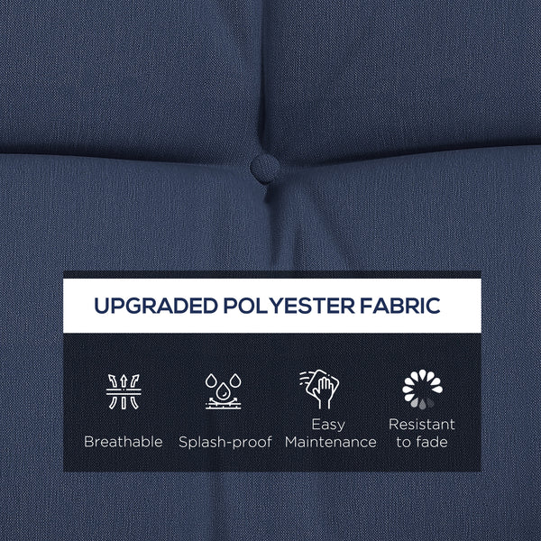 Set of 4 replacement back and seat cushions with ties, navy blue