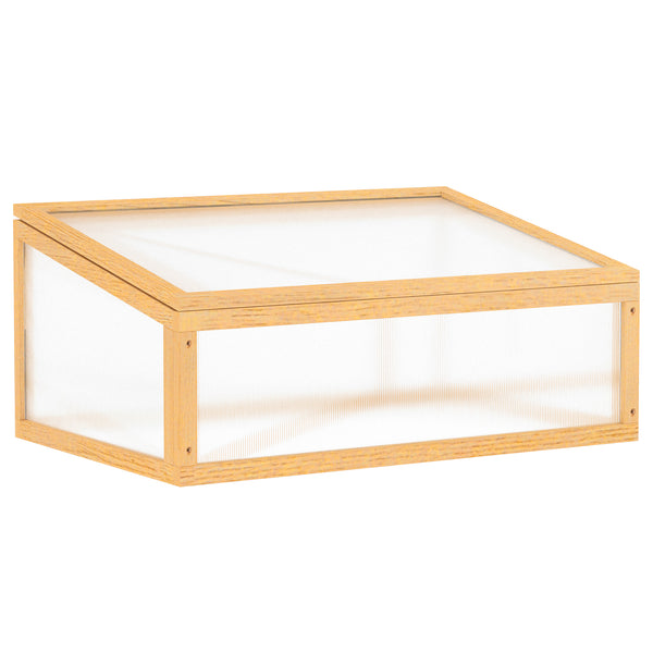 Portable wooden garden greenhouse, cold frame, with hinged lid