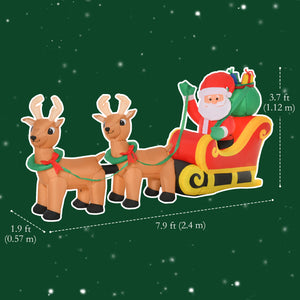 8ft Santa Claus with Sleigh and Reindeer Christmas Inflatables