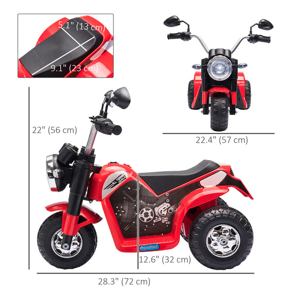 6V 3-wheel electric motorcycle with horn, red