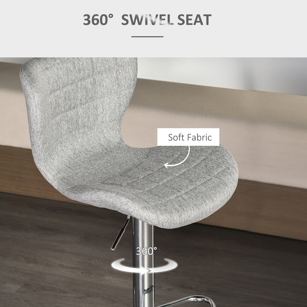 Set of 2 swivel bar stools, grey