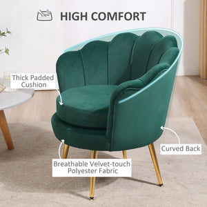Lotus velvet fabric accent chair with gold metal legs, dark green