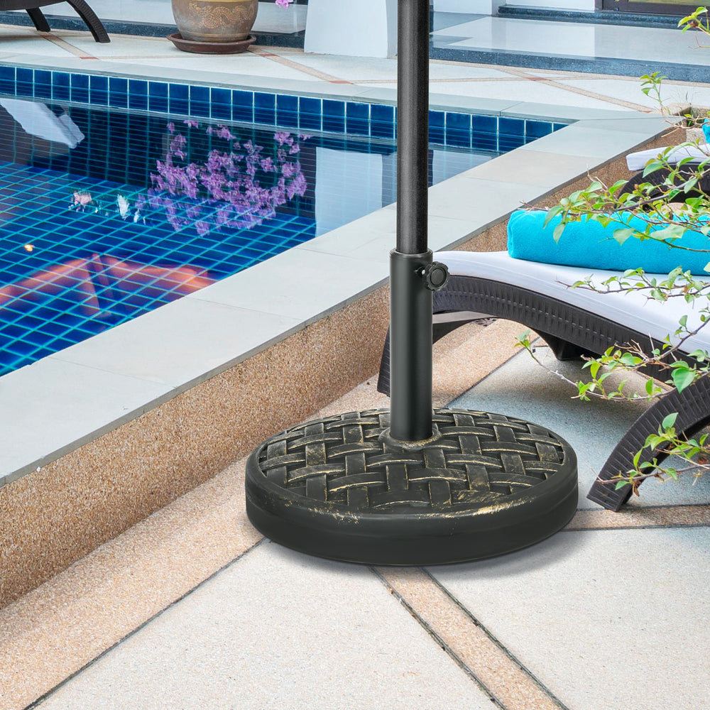 Concrete parasol base with rattan effect, bronze 
