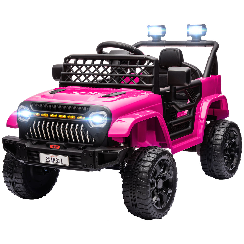 12V electric car with remote control and music, pink