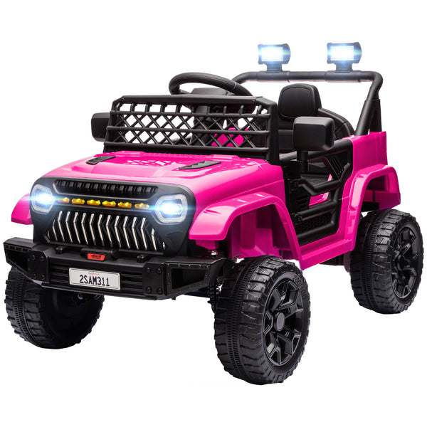 12V electric car with remote control and music, pink