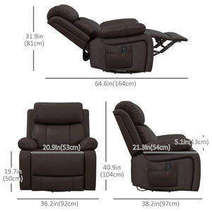 Faux Leather Recliner Chair with Vibration Massage, Brown