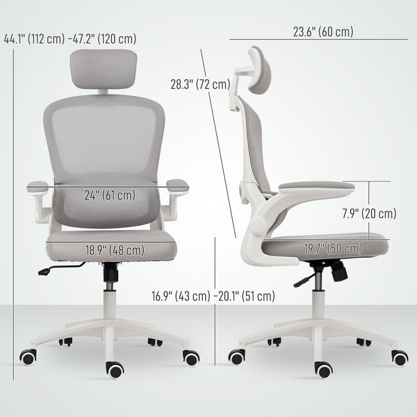 Ergonomic mesh office chair with lumbar support, grey