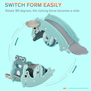 3-in-1 Toddler Rocking Frog, Slide &amp; Basketball