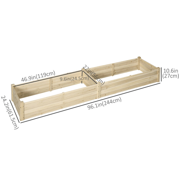 Raised wooden planter with 2 flower boxes and non-woven fabric lining