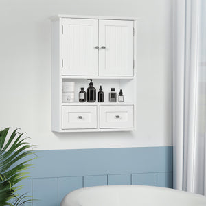 Bathroom wall cabinet with shelf, white