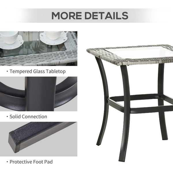 3-piece garden set in woven resin, grey
