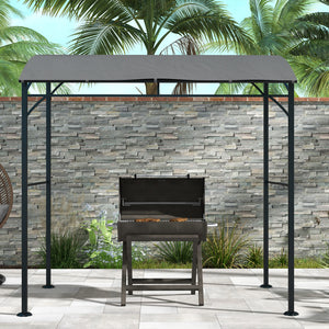7' x 5' Garden Grill Canopy, BBQ Grill Gazebo Tent with Steel Frame and Hooks, Outdoor Sun Shade, Charcoal Grey