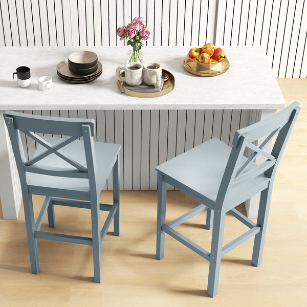 Set of 2 wooden bar stools, grey