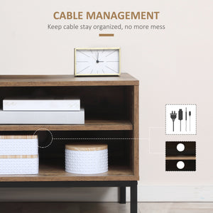 Retro TV cabinet for TVs up to 50 inches with sliding door, coffee