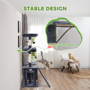 53-inch Cat Tree with Scratching Posts, Condo, Beds, Platforms and Play Balls, Dark Gray