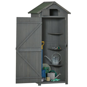 Garden shed with 3 shelves, grey