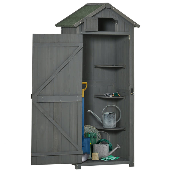 Garden shed with 3 shelves, grey