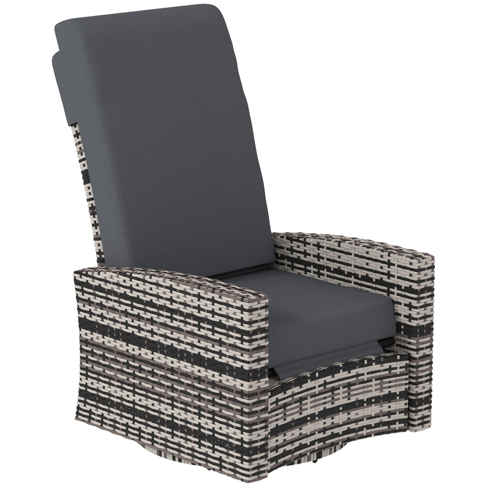 Wicker garden armchair with footrest, grey 