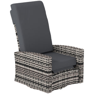 Wicker garden armchair with footrest, grey 
