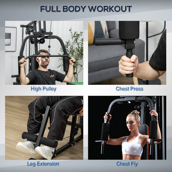 Multifunctional home gym with 45 kg weight stack