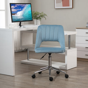 Mid-back office chair in sky blue velvet