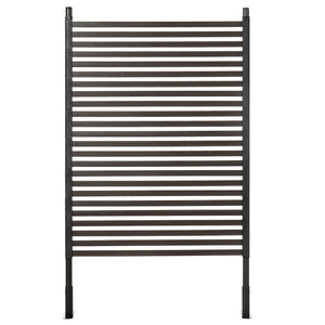 Brown metal garden fence with pickets 