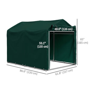 UV-resistant garden shed with roll-up zip door, dark green