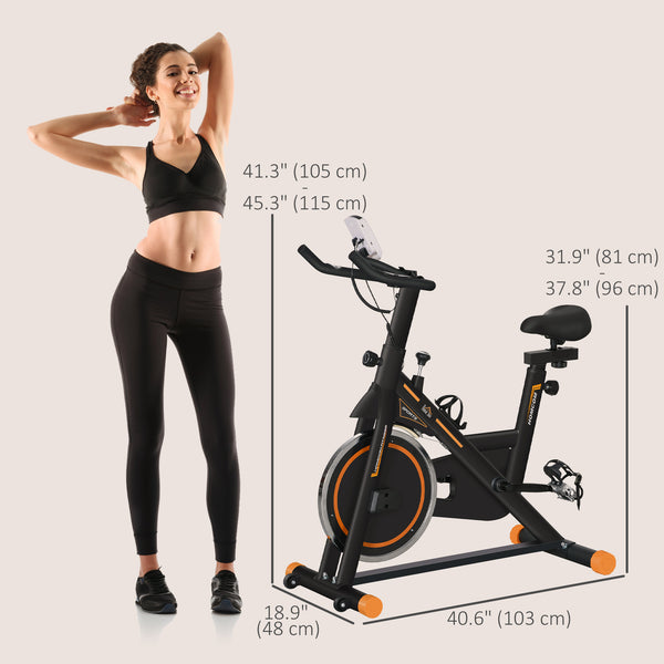 Cardio Exercise Bike with LCD Display and Adjustable Resistance, Orange