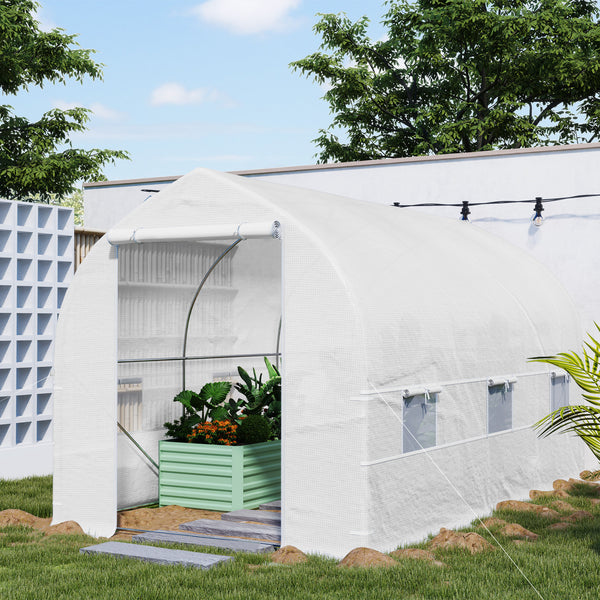 Portable garden tunnel greenhouse - White
