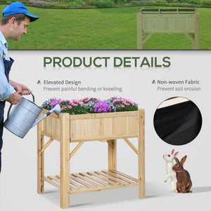 Raised planter with 6 pockets, storage shelf, and non-woven fabric
