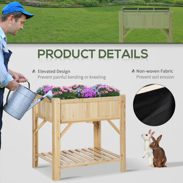 Raised planter with 6 pockets, storage shelf, and non-woven fabric