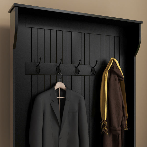 3-in-1 Hallway Unit with Coat Rack, Black 